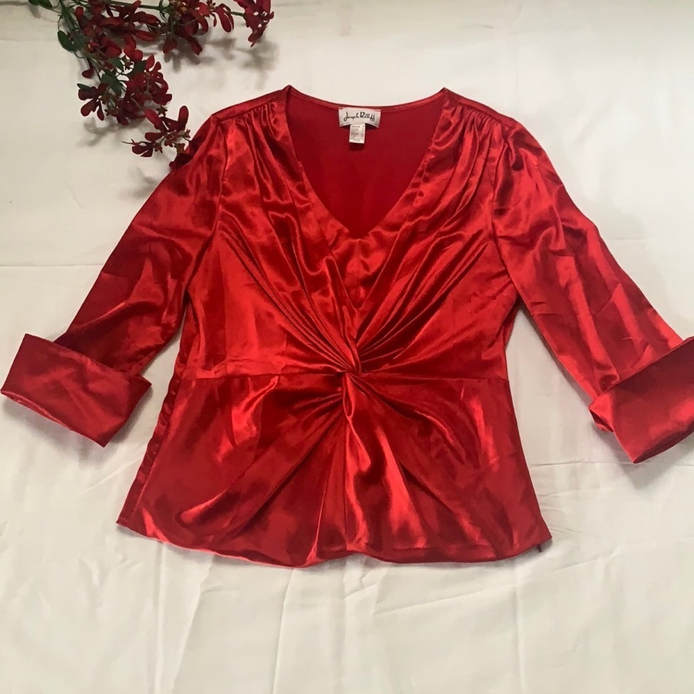 Joseph Ribkoff Scarlet Satin Blouse
